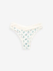 Green/White Print Extra High Leg Cotton and Lace Knickers 4 Pack - Image 6 of 8