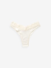 Green/White Print Extra High Leg Cotton and Lace Knickers 4 Pack - Image 7 of 8