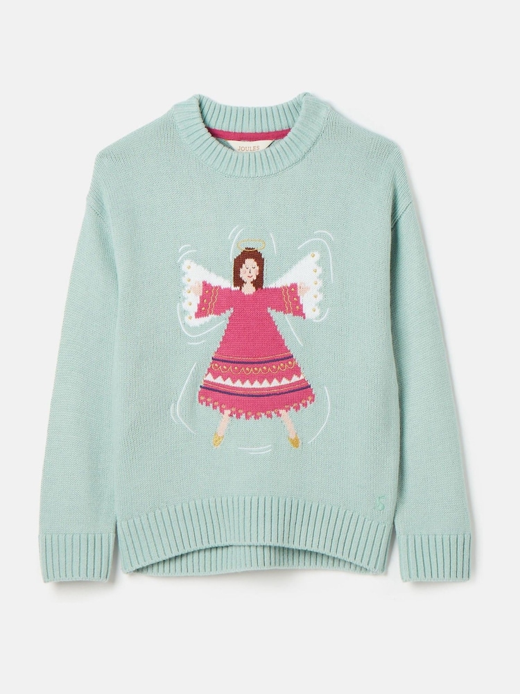 Joules Girls' Cracking Blue Intarsia Artwork Jumper - Image 1 of 5 Joules Girls' Cracking Blue Intarsia Artwork Jumper - Image 1 of 5