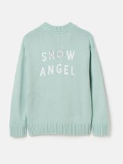 Joules Girls' Cracking Blue Intarsia Artwork Jumper - Image 2 of 5
