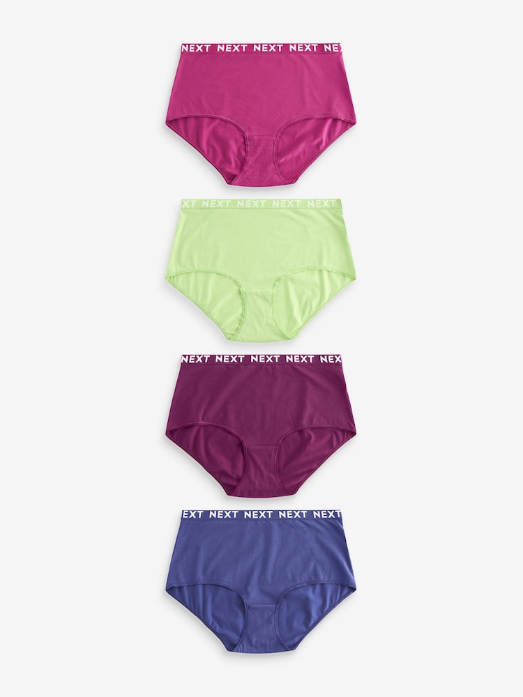 Pink/Purple/Green Midi Logo Knickers 4 Pack - Image 1 of 9