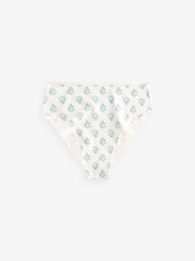 Green/White Print High Rise High Leg Cotton and Lace Knickers 4 Pack - Image 7 of 8