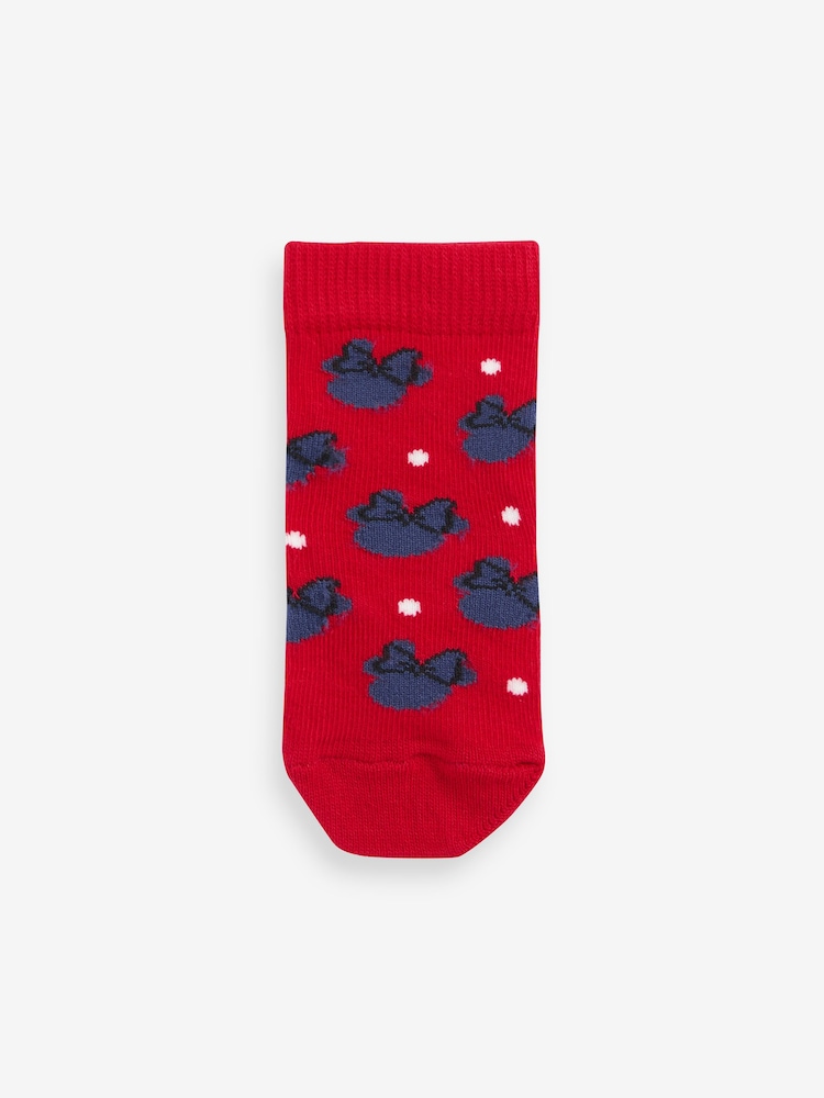 Character Red Minnie Mouse 100% Cotton Socks 3 Pack - Image 2 of 4