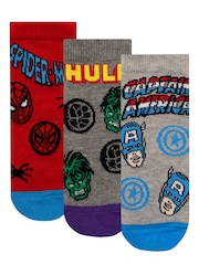 Character Grey Marvel 100% Cotton Socks 3 Pack - Image 1 of 4