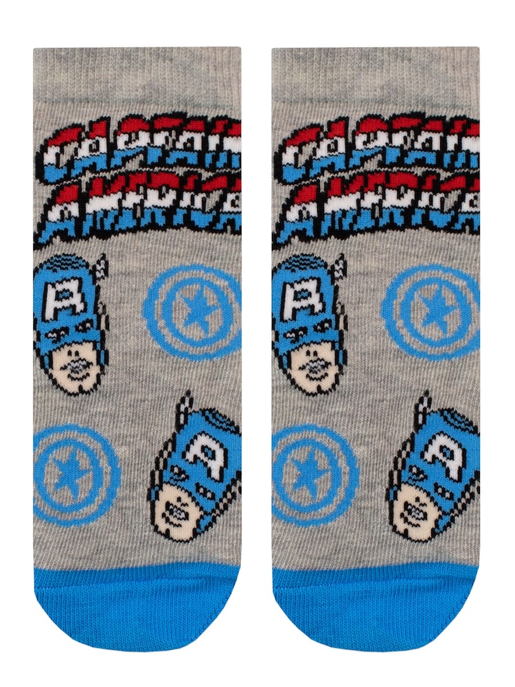 Character Grey Marvel 100% Cotton Socks 3 Pack - Image 2 of 4