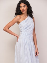 Ro&Zo Petite Stripe Cotton One Shoulder Dress - Εικόνα 1 από 5