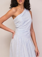 Ro&Zo Petite Stripe Cotton One Shoulder Dress - Εικόνα 3 από 5