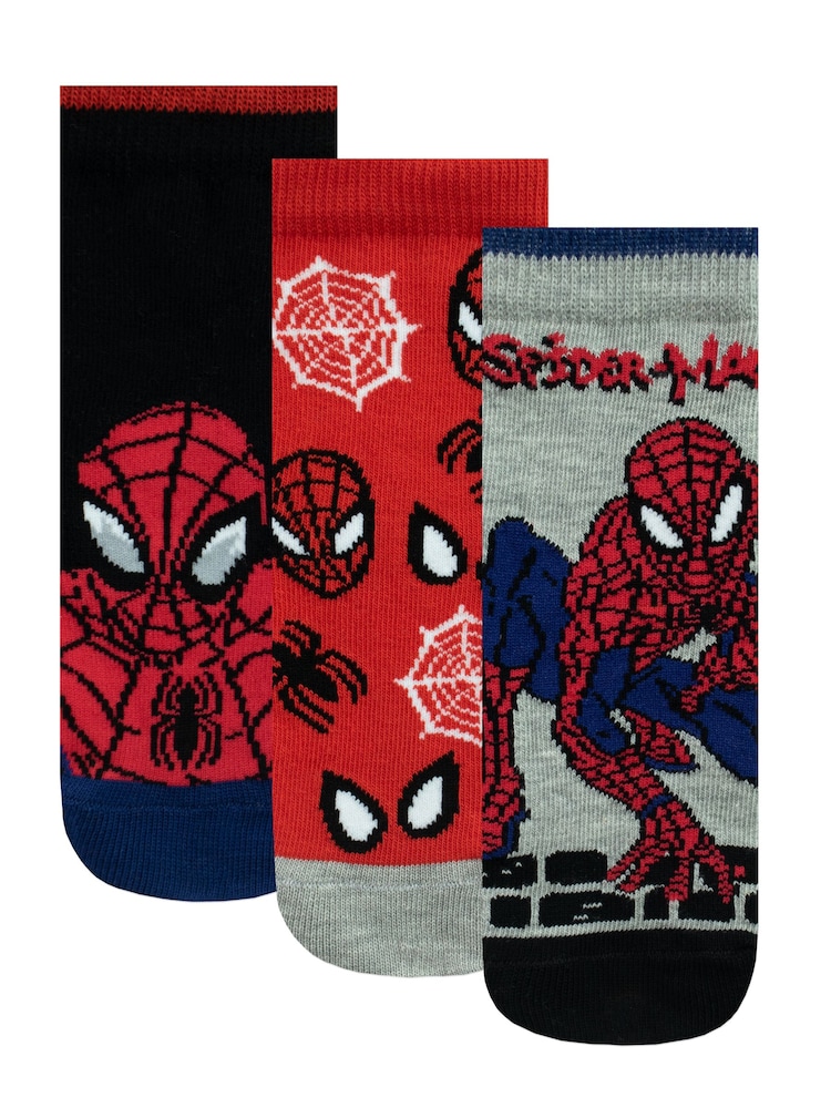 Character Red Spiderman 100% Cotton Socks 3 Pack - Image 1 of 4