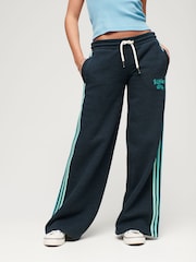Superdry Blue Side Stripe Wide Leg Joggers - Image 1 of 3