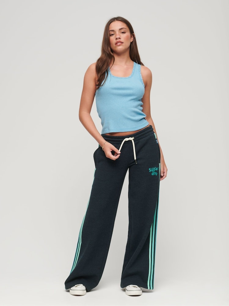 Superdry Blue Side Stripe Wide Leg Joggers - Image 2 of 3