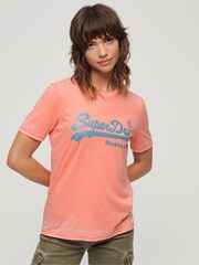 Superdry Pink Embellished Vintage Logo T-Shirt - Image 1 of 4