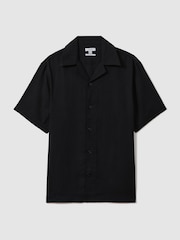 Reiss Black Beldi Relaxed Linen Cuban Collar Shirt - Image 2 of 6