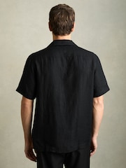 Reiss Black Beldi Relaxed Linen Cuban Collar Shirt - Image 5 of 6