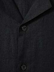 Reiss Black Beldi Relaxed Linen Cuban Collar Shirt - Image 6 of 6