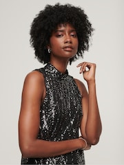 Superdry Black Sleeveless Sequin A Line Mini Dress - Image 2 of 3