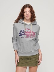 رمادي - سترة هودي برسم شعار كلاسيكي طابع ياباني من Superdry - صورة 1 من 1