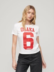 Superdry White Osaka 6 Cracked Print 90s T-Shirt - Image 1 of 3