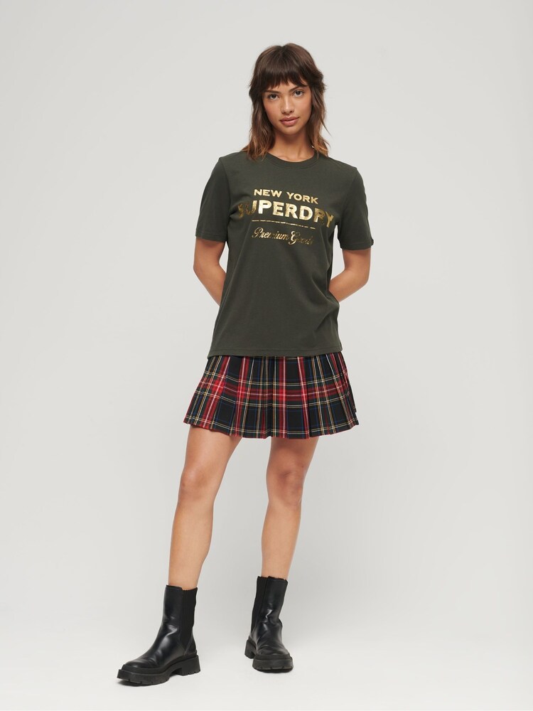 Superdry Grey 100% Cotton Luxe Metallic Logo T-Shirt - Image 2 of 3