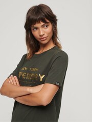 Superdry Grey 100% Cotton Luxe Metallic Logo T-Shirt - Image 3 of 3
