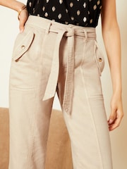 Love & Roses Ecru Cream Cotton Utility Belted Trousers - Image 2 of 4