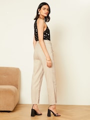 Love & Roses Ecru Cream Cotton Utility Belted Trousers - Image 3 of 4