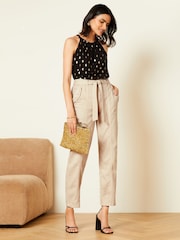Love & Roses Ecru Cream Cotton Utility Belted Trousers - Image 4 of 4