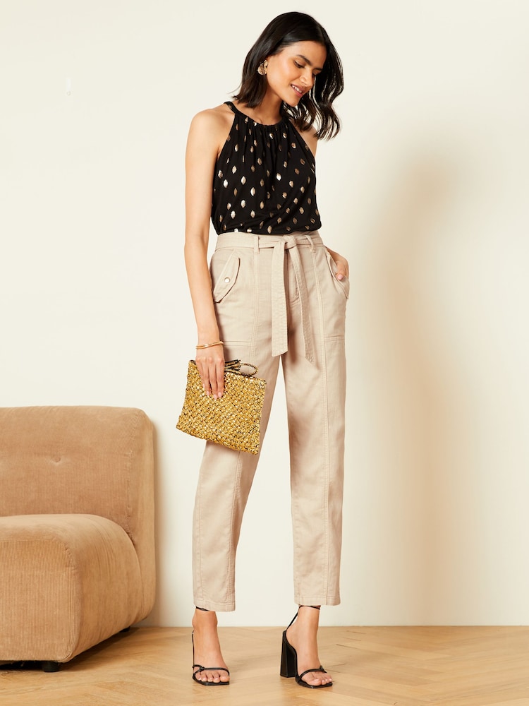 Love & Roses Ecru Cream Cotton Utility Belted Trousers - Image 4 of 4 Love & Roses Ecru Cream Cotton Utility Belted Trousers - Image 4 of 4