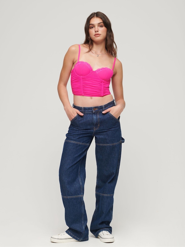 Superdry Pink Ruched Jersey Midi Cami Top - Image 3 of 3