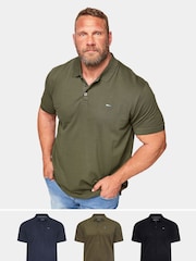 BadRhino Big & Tall Black 100% Cotton Core Polo Shirts 3 Pack - Image 1 of 5