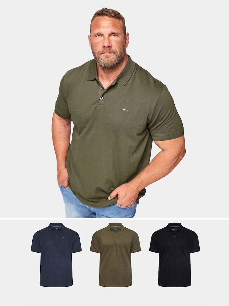 Pack de 3 polos 100% algodón Core de BadRhino Big & Tall - Imagen 1 de 5 Pack de 3 polos 100% algodón Core de BadRhino Big & Tall - Imagen 1 de 5