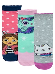 Character Pink Gabbys Doll House 100% Cotton Socks 3 Pack - Image 1 of 4