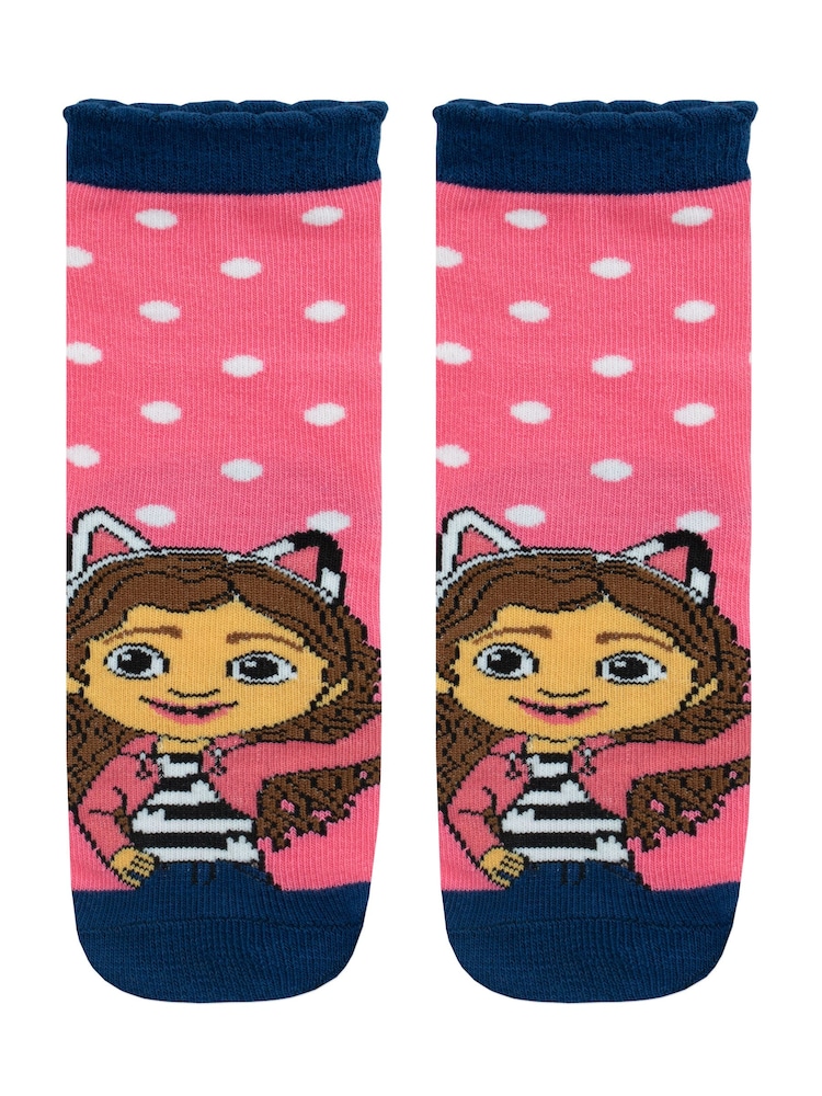 Character Pink Gabbys Doll House 100% Cotton Socks 3 Pack - Image 2 of 4