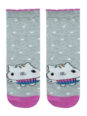 Character Pink Gabbys Doll House 100% Cotton Socks 3 Pack - Image 4 of 4