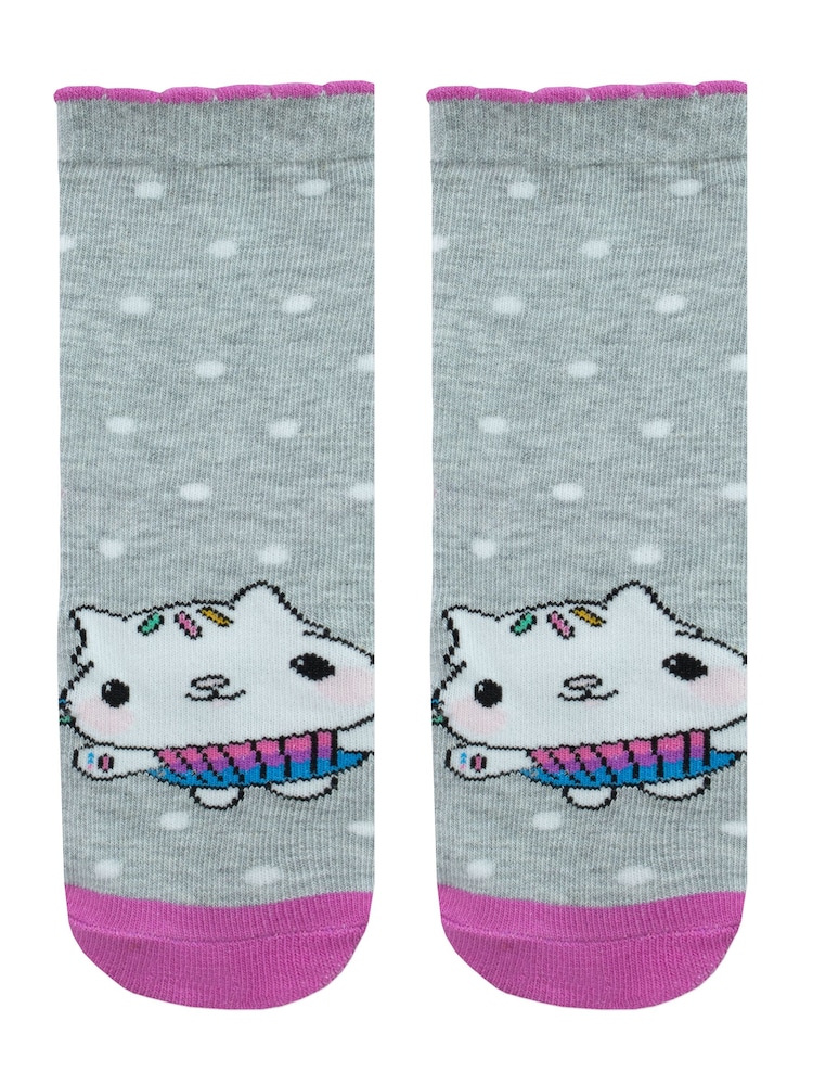 Character Pink Gabbys Doll House 100% Cotton Socks 3 Pack - Image 4 of 4