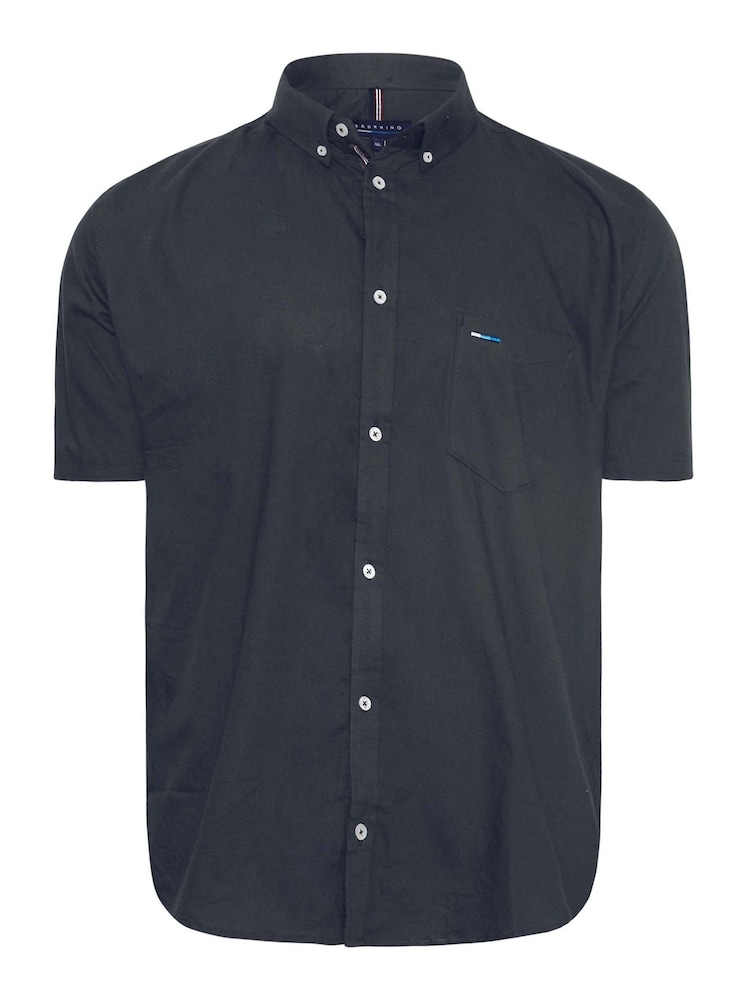 BadRhino Big & Tall Blue Short Sleeve 100% Cotton Oxford Shirt - Image 2 of 3