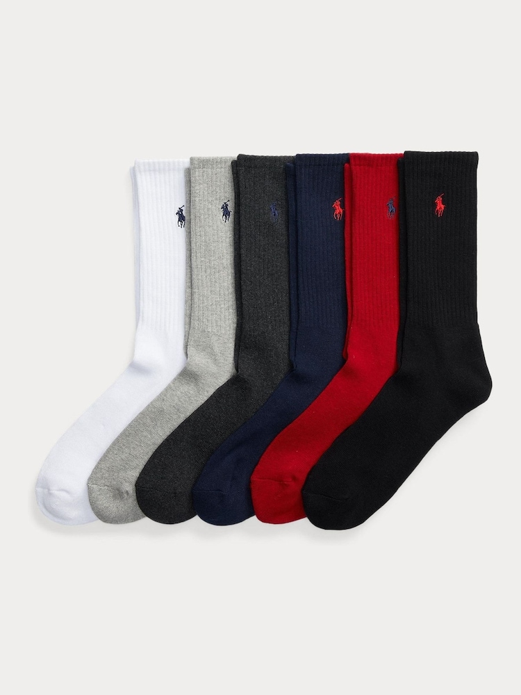 Polo Ralph Lauren Multi Cotton Crew Socks 6 Pack - Image 1 of 9
