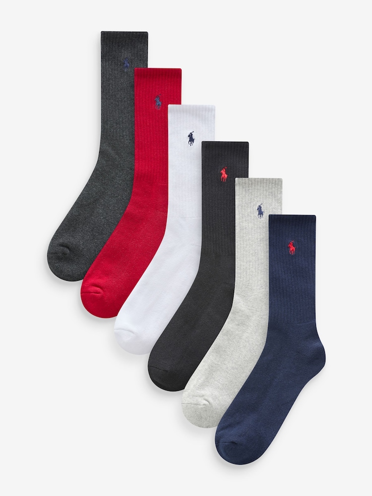 Polo Ralph Lauren Multi Cotton Crew Socks 6 Pack - Image 2 of 9