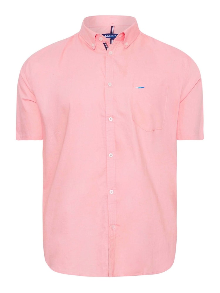 BadRhino Big & Tall Pink Short Sleeve 100% Cotton Oxford Shirt - Image 2 of 3