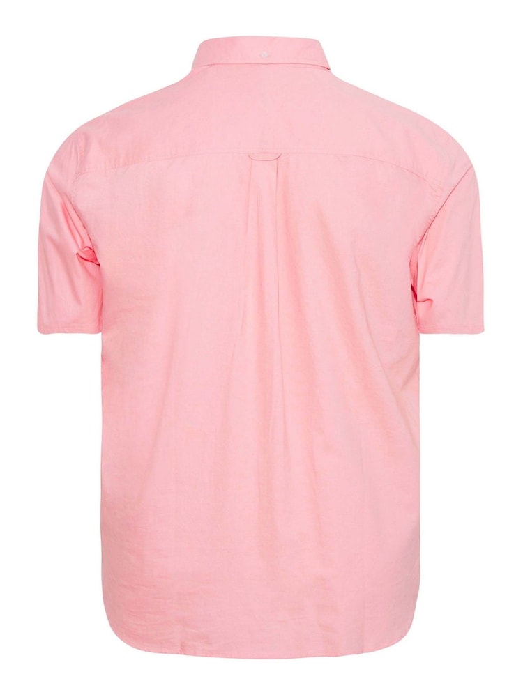 BadRhino Big & Tall Pink Short Sleeve 100% Cotton Oxford Shirt - Image 3 of 3