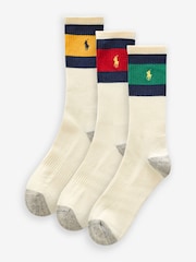 Polo Ralph Lauren White Striped-Cuff Crew Socks 3 Pack - Image 2 of 7