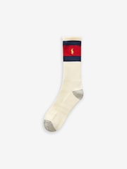 Polo Ralph Lauren White Striped-Cuff Crew Socks 3 Pack - Image 3 of 7
