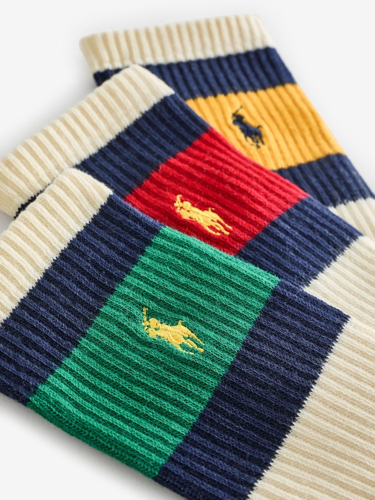 Polo Ralph Lauren White Striped-Cuff Crew Socks 3 Pack - Image 7 of 7