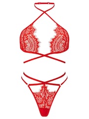 Ann Summers Red Infinite Strappy Lace Bra and Thong Set - Image 4 of 4