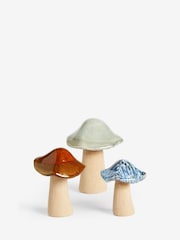 Set of 3 Natural Ceramic Reactive Glaze Toadstool Ornaments - Image 4 of 4