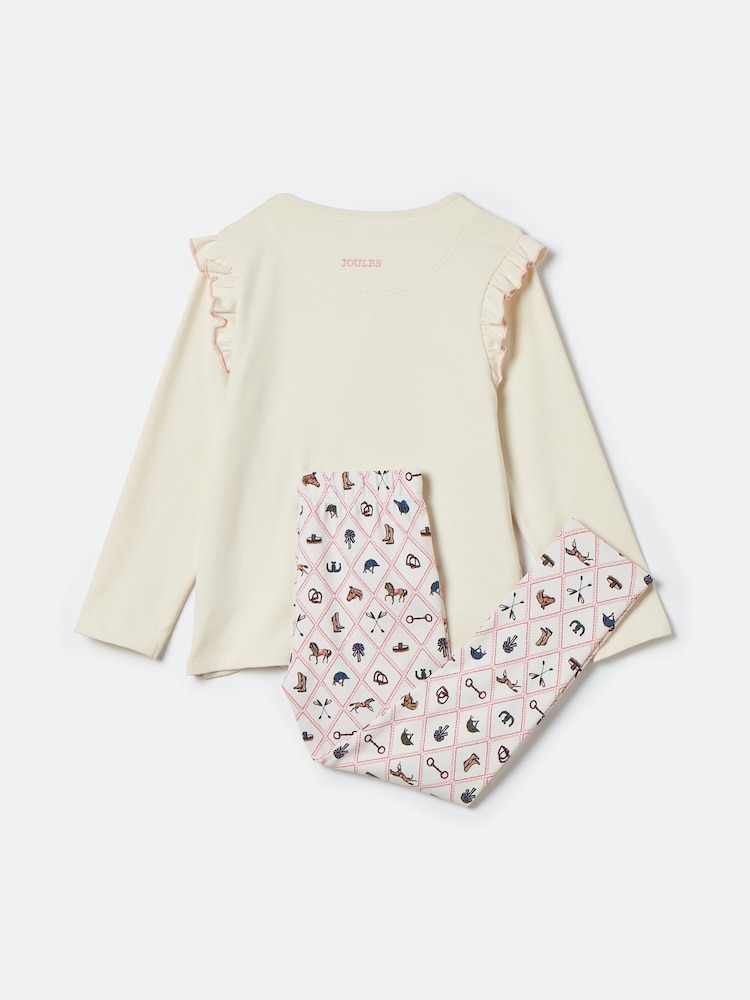 Joules Doze Days Cream Horse Print Jersey Pyjama Set - Image 2 of 6
