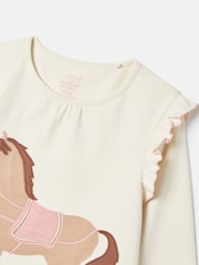 Joules Doze Days Cream Horse Print Jersey Pyjama Set - Image 4 of 6