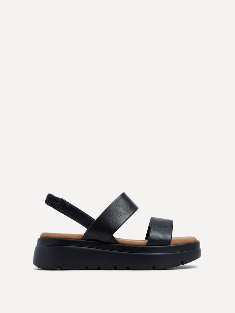 Linzi Black Gia Two Part Stretch Slingback Flatform Sandals - Image 2 of 5