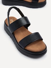 Linzi Black Gia Two Part Stretch Slingback Flatform Sandals - Image 4 of 5