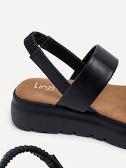 Linzi Black Gia Two Part Stretch Slingback Flatform Sandals - Image 5 of 5
