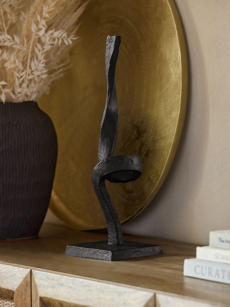 Black Textured Metal Ribbon Sculpture - Image 1 of 4